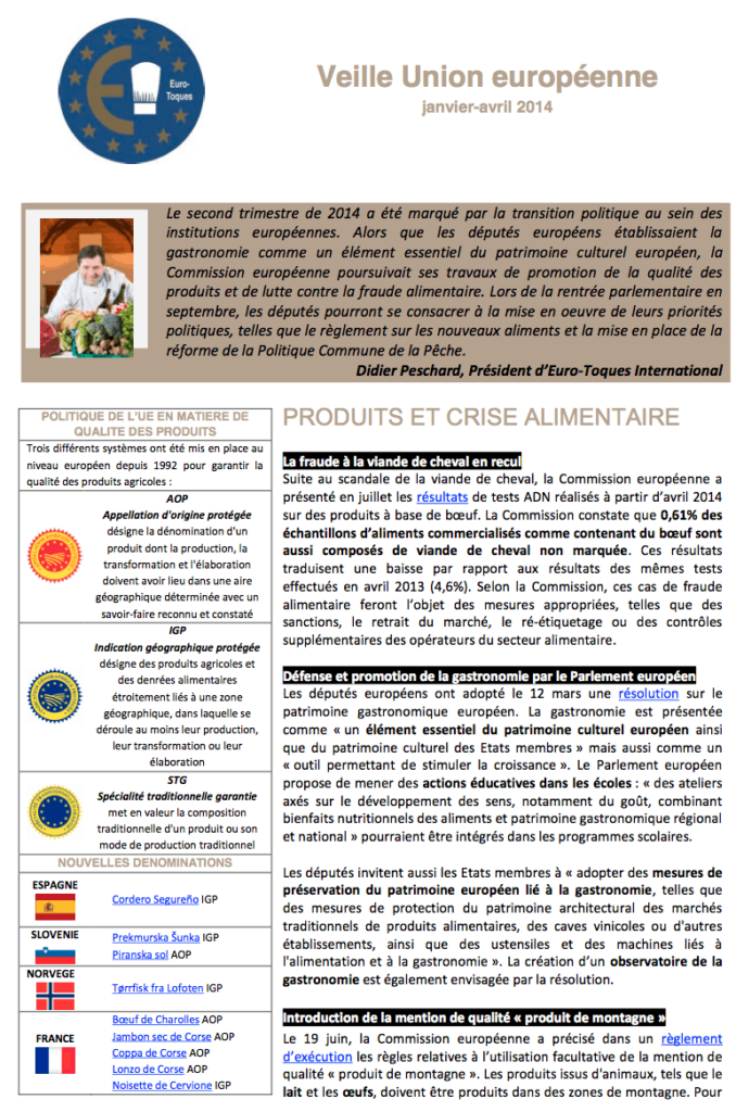 Veille européenne – 1er trimestre 2014