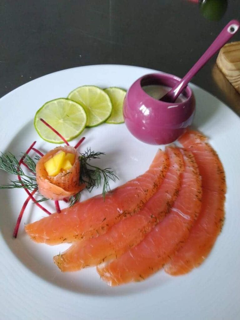 Gravlax de saumon à la mousse de fromage de Langres