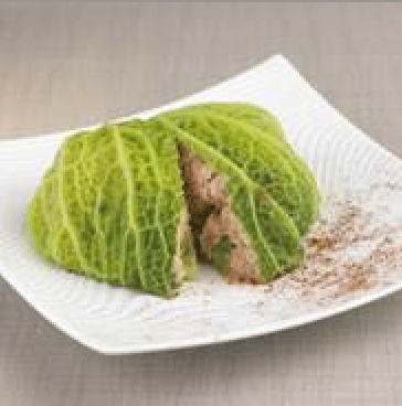 Mille feuille chou de Milan et saumon en dôme