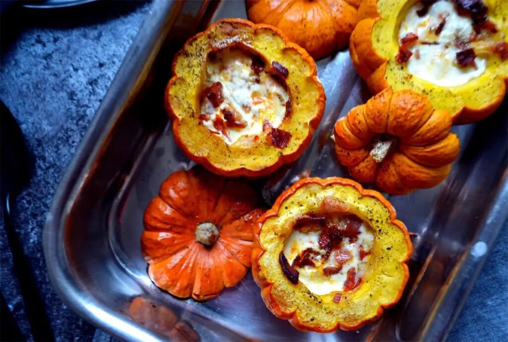 Coloquinte garnie de navets glacés au cumin